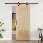 vidaXL Schuifdeur Naturel en zwart 78 x 202 cm, Doe-het-zelf en Verbouw, Deuren en Horren, Verzenden, Nieuw