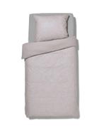 HEMA Dekbedovertrek katoen 140x200/220 beige stiksel, Verzenden, Nieuw, Wit