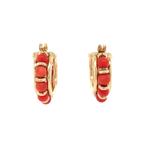 Gouden vintage oorringen met bloedkoraal 14 kt, Ophalen of Verzenden, Nieuw
