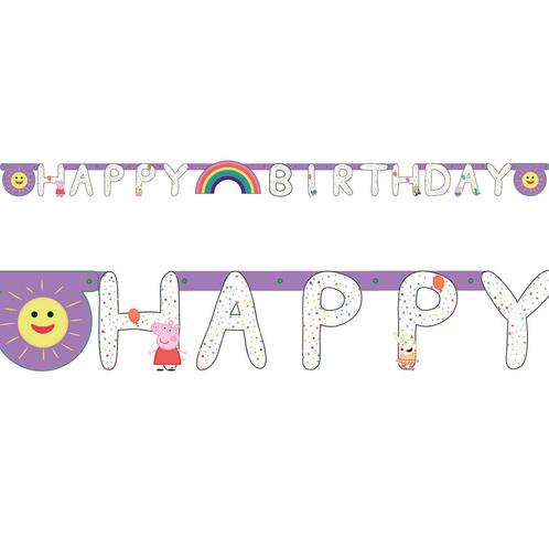 Peppa Pig Letterslinger Happy Birthday 1,7m, Hobby en Vrije tijd, Feestartikelen, Nieuw, Verzenden