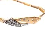 Bicolor gouden schakelarmband met zirconia; Altinbas | 19 cm, Sieraden, Tassen en Uiterlijk, Gebruikt, Overige kleuren, Ophalen of Verzenden