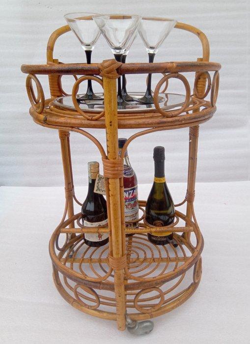 Bar - bamboe en ijzer - Bamboe bar karretje, Antiek en Kunst, Kunst | Designobjecten