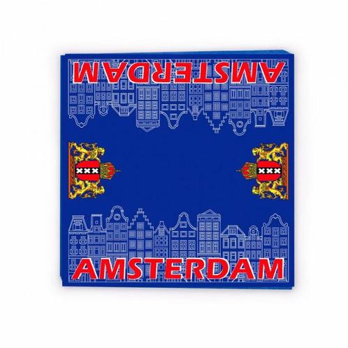 20 x Servetten blauw huisjes Amsterdam, Kleding | Heren, Schoenen, Nieuw, Verzenden