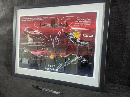 Ferrari - Disegno tecnico -Charles Leclerc e Carlos Sainz, Verzamelen, Automerken, Motoren en Formule 1