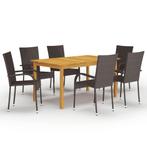 vidaXL 7-delige Tuinset bruin, Tuin en Terras, 6 zitplaatsen, Nieuw, Tuinset, Verzenden