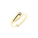 Gouden solitair ring met zirconia (gouden sieraden), Gebruikt, Overige kleuren, Ophalen of Verzenden, 17 tot 18