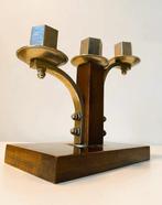 Kandelaar Kandelaar Art Déco met 3 kaarsen (2) - Hout,, Antiek en Kunst