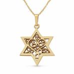 Davidster hangertje, schitterend 14K gouden Davidster han..., Sieraden, Tassen en Uiterlijk, Kettinghangers, Verzenden, Nieuw