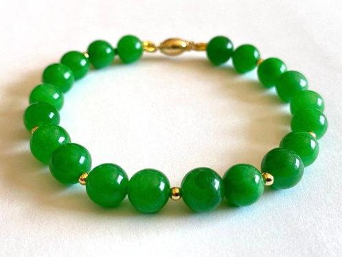 18 Karaat (750) Goud - Groene jade uit Birma - Armband, Antiek en Kunst, Kunst | Designobjecten