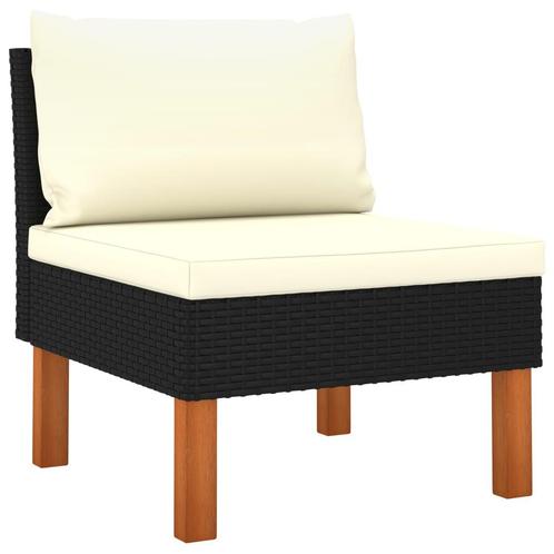 vidaXL Middenbank poly rattan en massief eucalyptushout, Tuin en Terras, Tuinsets en Loungesets, Nieuw, Rotan, Verzenden