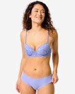 HEMA Dames brazilian micro met kant blauw, Kleding | Dames, Ondergoed en Lingerie, Verzenden, Blauw