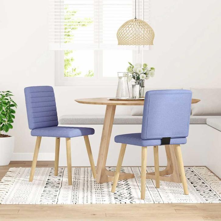 vidaXL Eetkamerstoelen 2 st stof jeansblauw, Huis en Inrichting, Stoelen, Blauw, Nieuw, Verzenden