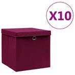 vidaXL Opbergboxen met deksel 10 st 28x28x28 cm donkerrood, Huis en Inrichting, Verzenden, Nieuw