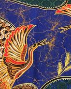 Katoen Batik Vogel Kobalt-Rood, Nieuw, Rood