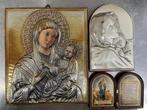 Set van 3 religieuze decoraties - Verzilverd, Zilver, Hout -