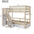 Massief Houten Stapelbed 90x200 cm met Opbergladder, Verzenden, Nieuw