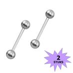 Fako Bijoux® - Barbell Piercing - 15mm - Zilverkleurig - 2, Verzenden, Nieuw