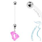 Fako Bijoux® - Zwangerschapspiercing - Babyvoetjes - Roze, Verzenden, Nieuw