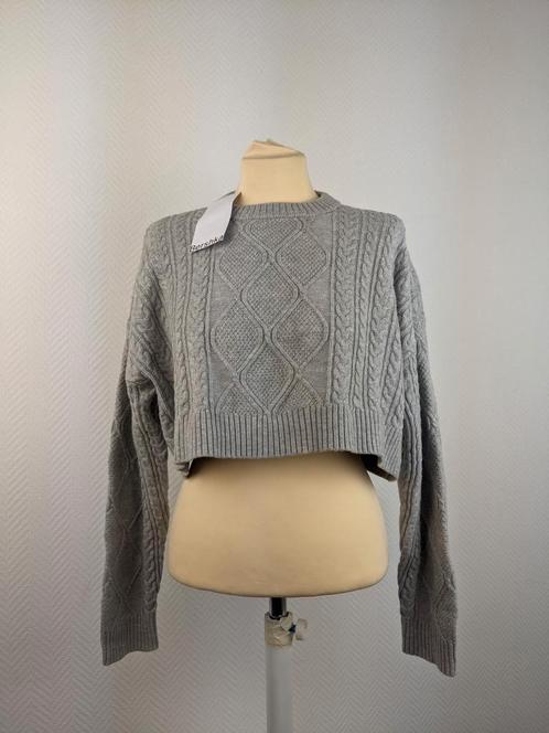 Bershka grey cable knit cropped sweater, Kleding | Dames, Truien en Vesten, Nieuw, Verzenden