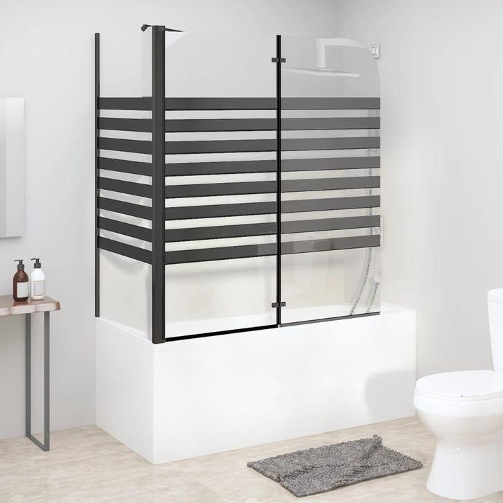 vidaXL Badwand gestreept 120x68x130 cm gehard glas, Doe-het-zelf en Verbouw, Sanitair, Nieuw, Verzenden