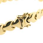 Gouden fantasieschakel armband | 19 cm (solide armband), Sieraden, Tassen en Uiterlijk, Armbanden, Ophalen of Verzenden, Gebruikt