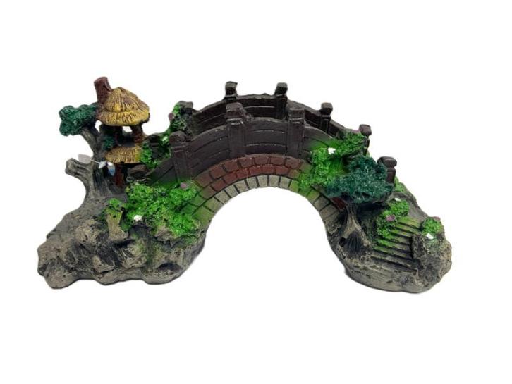 Loopbrug met tempeltje OS-174 aquarium decoratie, Dieren en Toebehoren, Vissen | Aquaria en Toebehoren, Sierelement, Nieuw, Ophalen of Verzenden