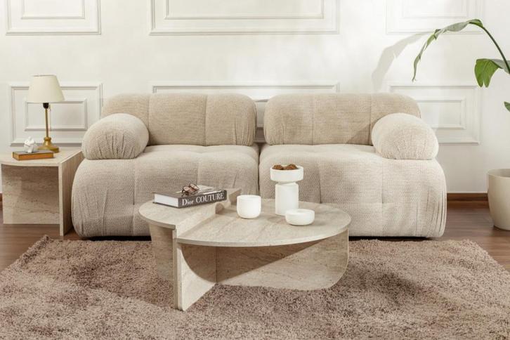 Asir 552NOS2502/241NRD1101 tafel Travertijn van 159 voor 63, Huis en Inrichting, Tafels | Salontafels, 50 tot 100 cm, Rond, Nieuw