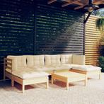 vidaXL 7-delige Loungeset met crèmekleurige kussens, Verzenden, Nieuw, 7 zitplaatsen, Loungeset