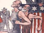 Spotprent over Amerikaanse verkiezing tijdens Eerste Were..., Antiek en Kunst, Verzenden