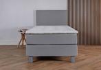 ACTIE! 1-Persoons boxspring Pamplona 90 200 Grijs, 90 cm, Eenpersoons, Verzenden, Nieuw