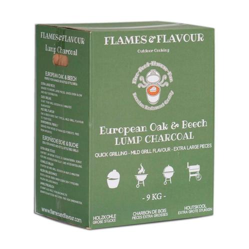 Flames and Flavour Eiken en Beuken Houtskool 9kg, Tuin en Terras, Houtskoolbarbecues, Nieuw, Verzenden