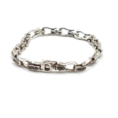 Zilver, 925 Sterling Zilver & Markasiet - Armband - Art Deco, Antiek en Kunst, Kunst | Designobjecten