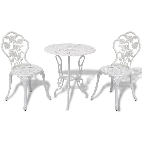 Bistroset Gietaluminium Wit | Retourdeal | 40%, Tuin en Terras, Tuinsets en Loungesets, Nieuw, Aluminium, Tuinset, 2 zitplaatsen