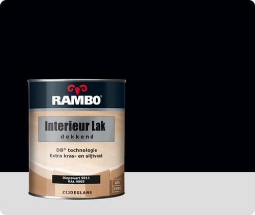 RAMBO INTERIEUR - VLOER LAK DEKKEND ZIJDEGLANS - Diepzwar..., Doe-het-zelf en Verbouw, Verf, Beits en Lak, Lak, Zwart, Nieuw, Minder dan 5 liter