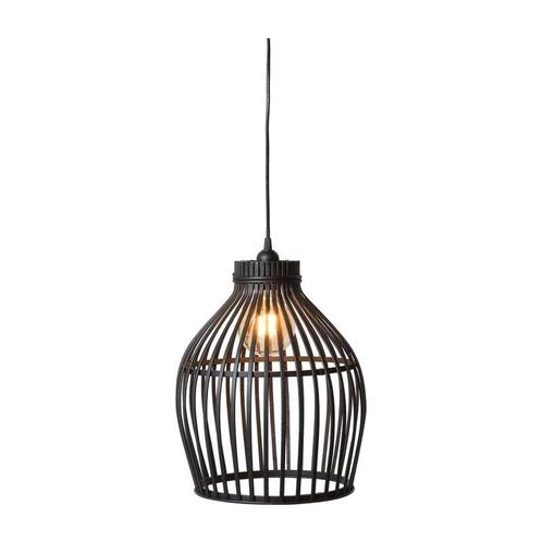 Hanglamp bamboe - zwart - 30x30x37 cm, Huis en Inrichting, Lampen | Hanglampen, Verzenden