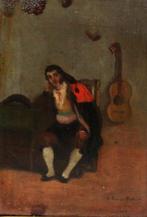 Antonio Pérez Rubio (1822-1888) - El guitarrista, Antiek en Kunst, Kunst | Schilderijen | Klassiek