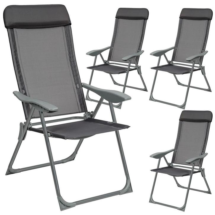 4 aluminium tuinstoel inklapbaar met hoofdsteun - antraciet, Tuin en Terras, Overige Tuin en Terras, Verzenden
