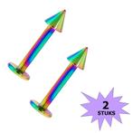 Fako Bijoux® - Labret Piercing - Spike - 3mm - Multicolour -, Sieraden, Tassen en Uiterlijk, Piercings, Verzenden, Nieuw