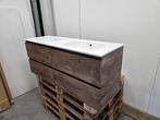 Badmeubel 140 x 46 cm cognac eiken met mat witte wastafel 2, Ophalen of Verzenden, Nieuw