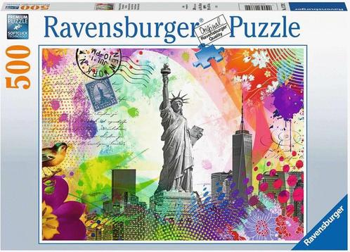 New York Postcard Puzzel (500 stukjes) | Ravensburger -, Hobby en Vrije tijd, Denksport en Puzzels, Nieuw, Verzenden