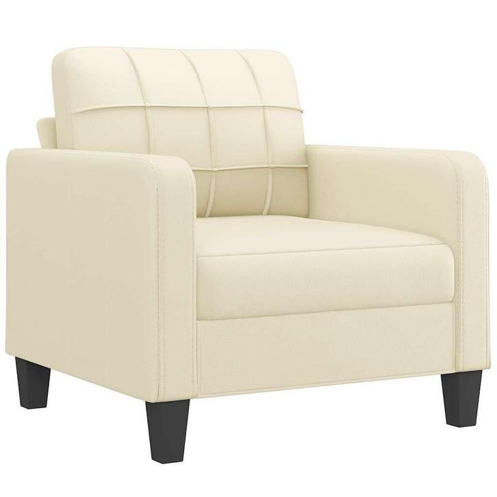 Creme Kunstleer Fauteuil 60cm | Tweedekansje | OP = OP, Huis en Inrichting, Fauteuils, 75 tot 100 cm, 75 tot 100 cm, Nieuw, Ophalen of Verzenden