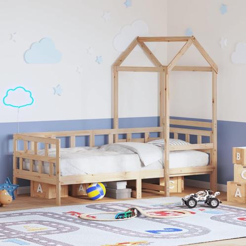 vidaXL Slaapbank met huisje 90x190 cm massief grenenhout, Huis en Inrichting, Slaapkamer | Bedden, 90 cm, 190 cm of minder, Bruin