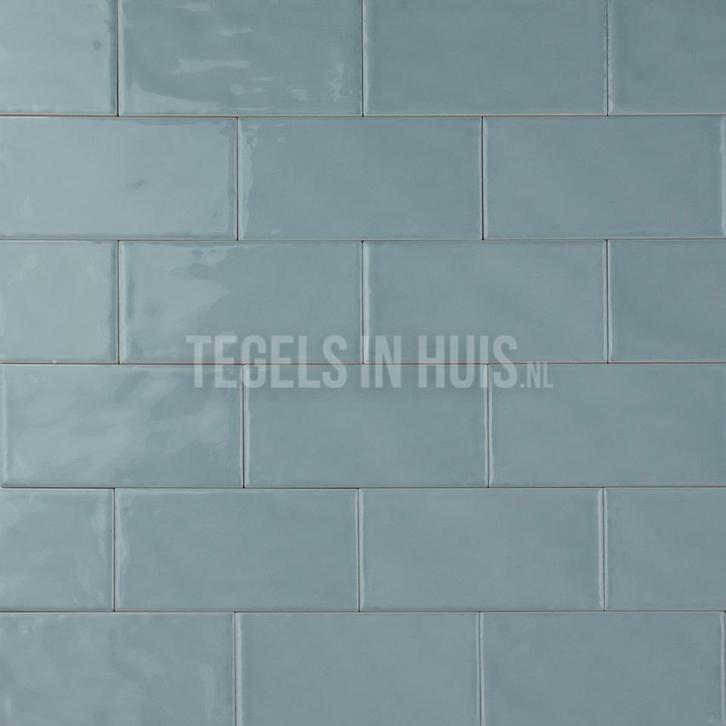 Wandtegel cottage 7,5x15 glans ash blauw handvormlook met, Doe-het-zelf en Verbouw, Tegels, Wandtegels, Nieuw, 10 m² of meer, Keramiek