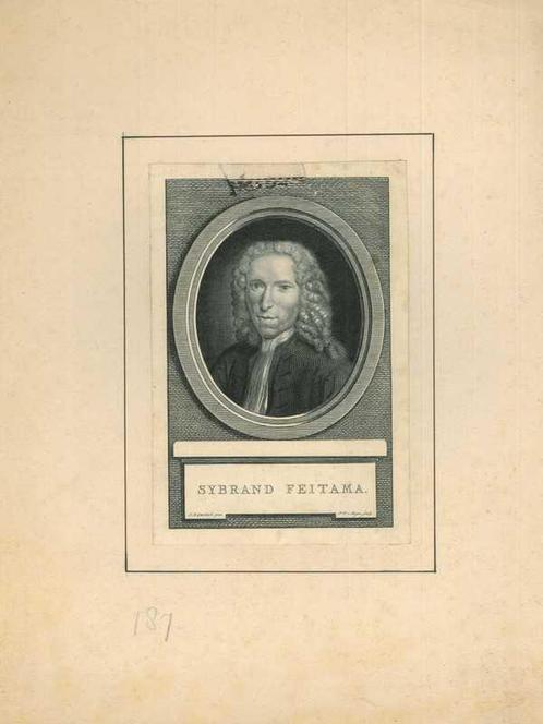 Portrait of Sijbrand Feitama, Antiek en Kunst, Kunst | Etsen en Gravures