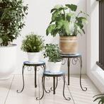 vidaXL Plantenstandaards 3 st keramiek blauw en wit, Verzenden, Nieuw