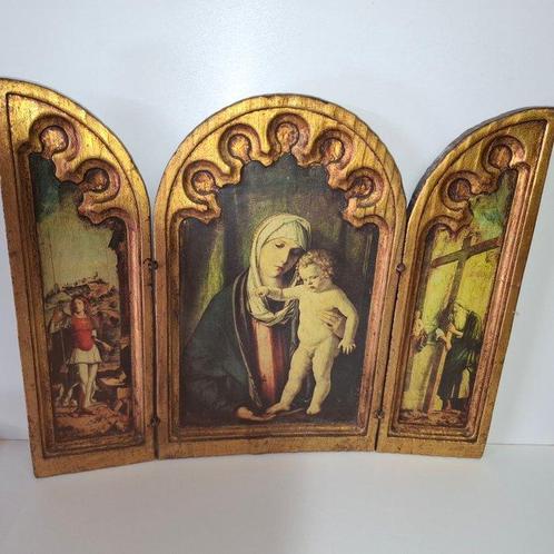 Drieluik - Hout - 1950-1960 - Maria met kind - 51 cm, Antiek en Kunst, Antiek | Boeken en Bijbels