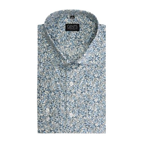 GENTS - Bloemprint blauw-groen - L 41/42, Kleding | Heren, Overhemden, Verzenden