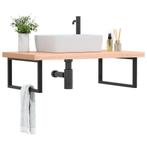 vidaXL Badkamer wandschap staal en massief beukenhout, Verzenden, Nieuw