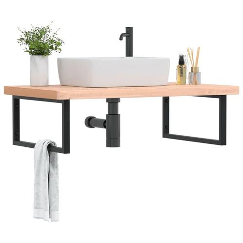 vidaXL Badkamer wandschap staal en massief beukenhout, Huis en Inrichting, Tafels | Kaptafels, Nieuw, Verzenden