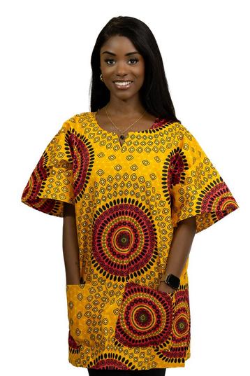 Oranje Dotted Patterns Dashiki Shirt / Dashiki Jurk - Afrika beschikbaar voor biedingen